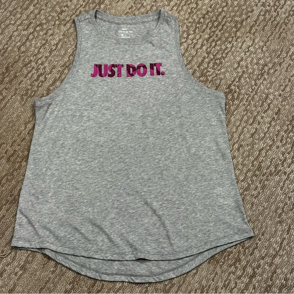 Nike Gray Tank Top with Pink Logo(205)